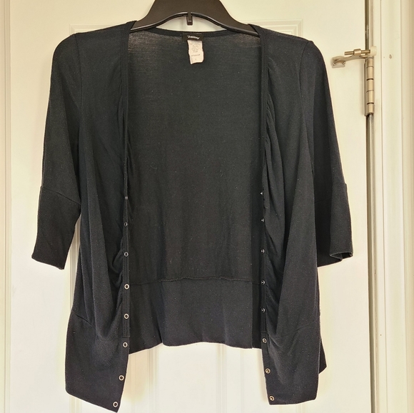 VANITY 3/4 Snap Closure Cardigan Black - Picture 4 of 8